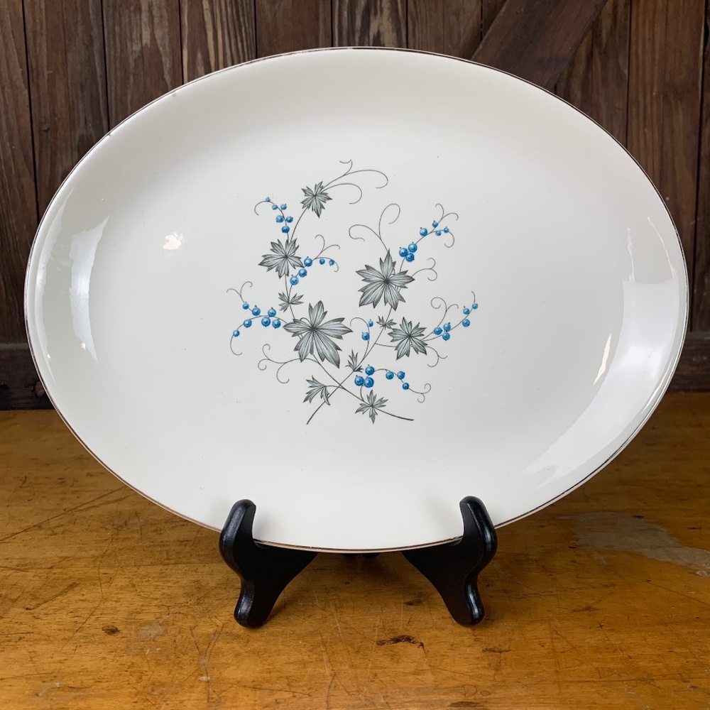 MCM Canonsburg Simplicity Silver Rim Oval Platter